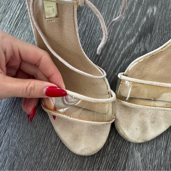 Billini Nude Clear Strap Tie Heels - Picture 4 of 8